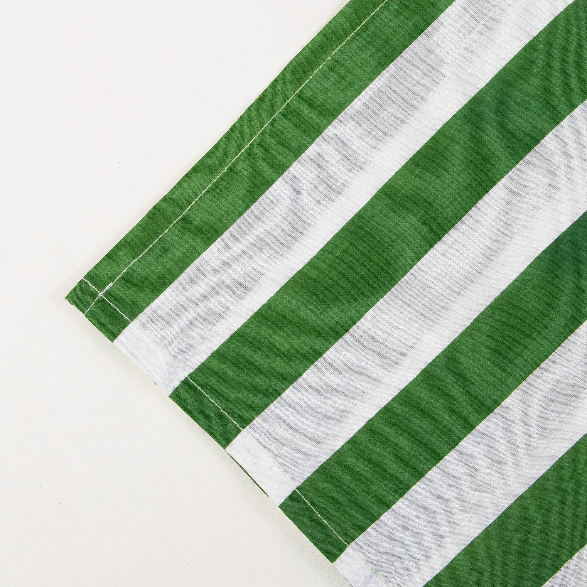 Hand Block Green Stripes Print Cotton Napkin